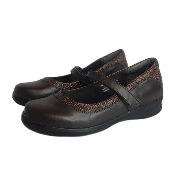 Apex Julia Brown Leather Snake Print Mary Jane Shoes Womens Size 8.5 XW - Picture 1 of 10